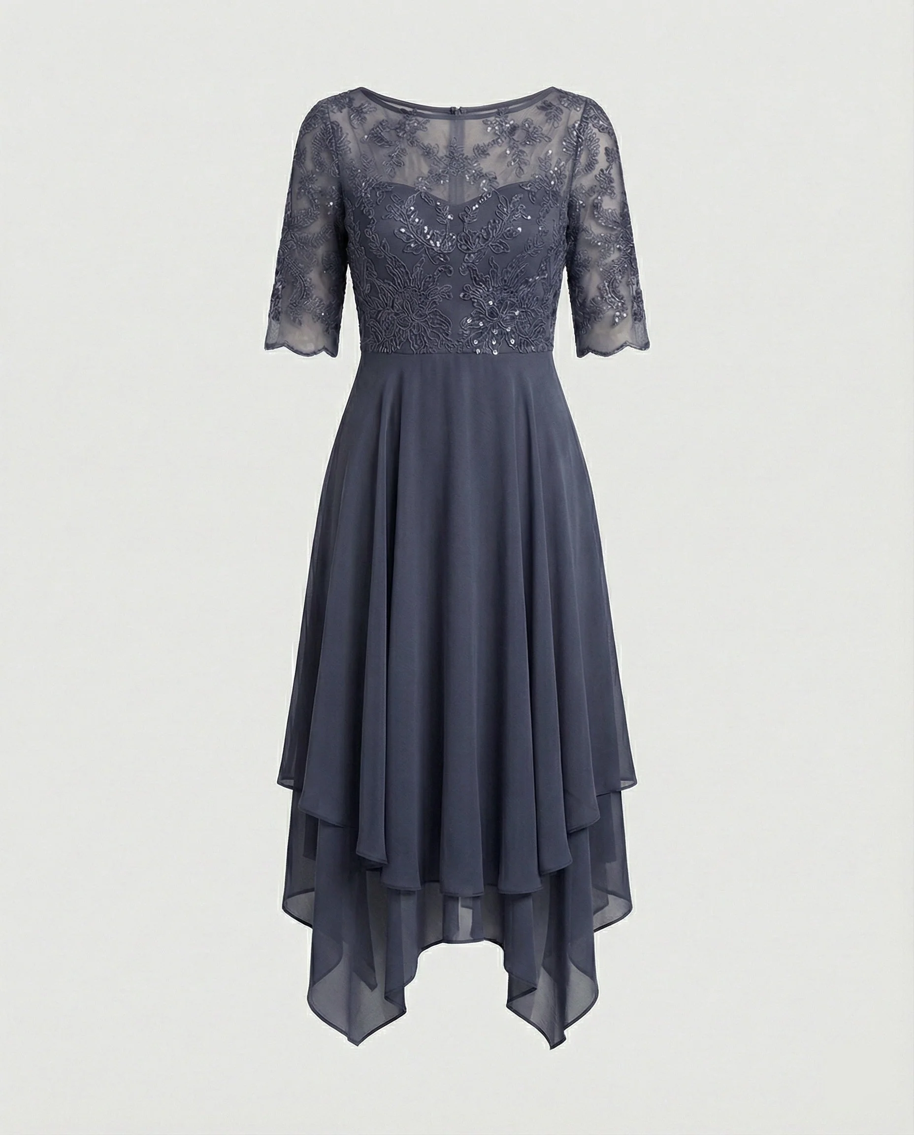 Heidi-Mode | Damen Elegantes Spitze Chiffon Midikleid, Fließend & Feminin Geschnitten - Image 6