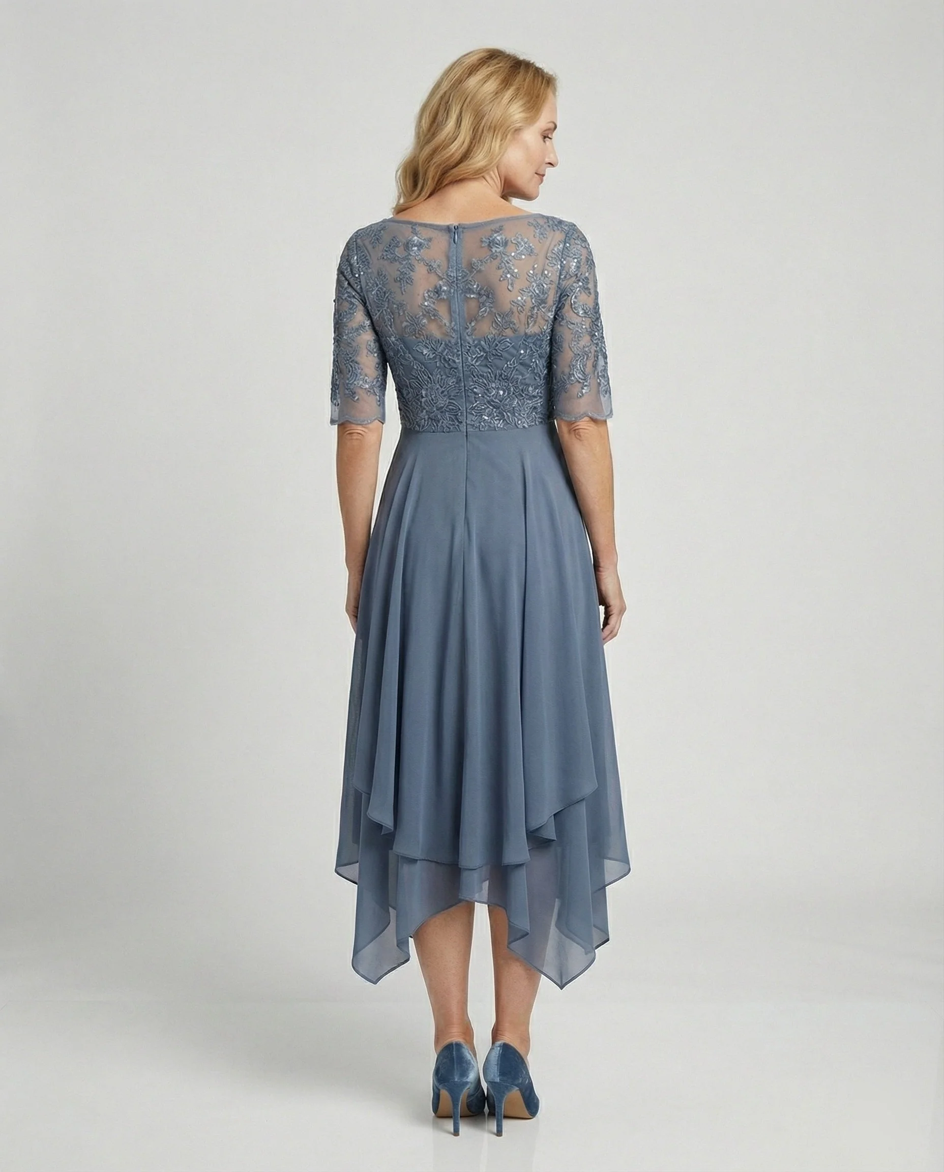 Heidi-Mode | Damen Elegantes Spitze Chiffon Midikleid, Fließend & Feminin Geschnitten - Image 8