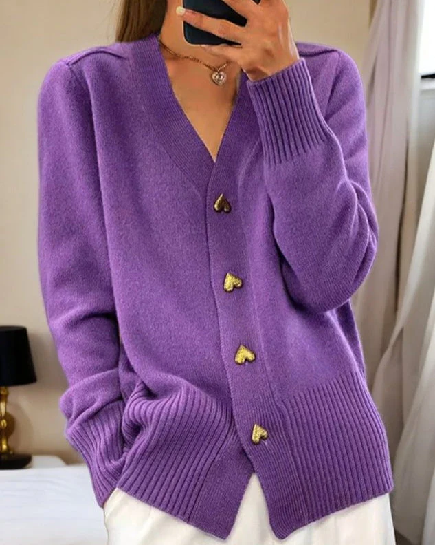 Heidi-Mode | Elegante Strickjacke mit Herzknöpfen - Image 3