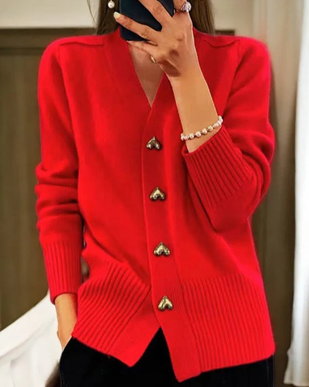 Heidi-Mode | Elegante Strickjacke mit Herzknöpfen - Image 4