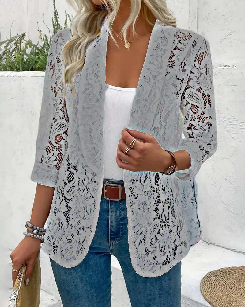 Heidi-Mode | Eleganter, Einfarbiger Mantel mit Floralem Spitzenrevers - Image 10