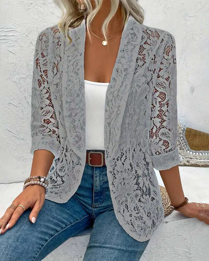 Heidi-Mode | Eleganter, Einfarbiger Mantel mit Floralem Spitzenrevers - Image 16