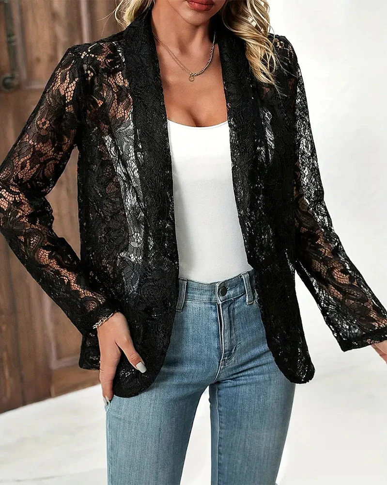Heidi-Mode | Eleganter, Einfarbiger Mantel mit Floralem Spitzenrevers - Image 6