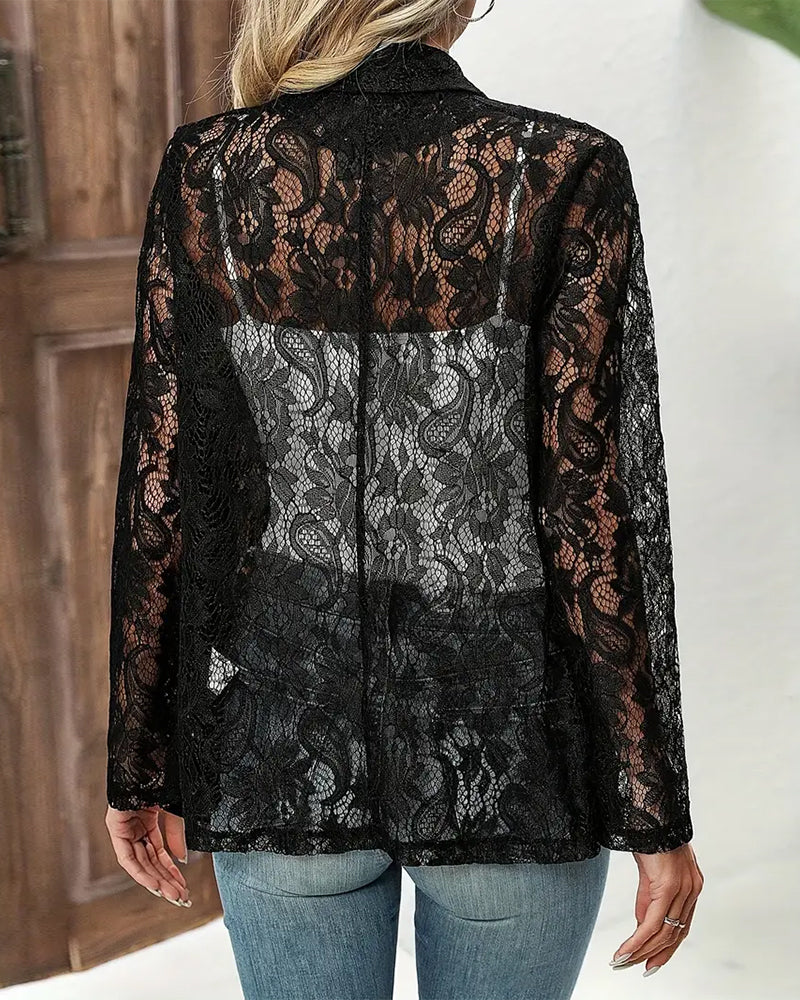 Heidi-Mode | Eleganter, Einfarbiger Mantel mit Floralem Spitzenrevers - Image 7