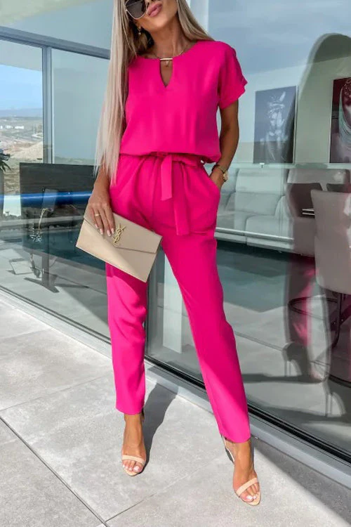 Heidi-Mode | Eleganter Keyhole Jumpsuit mit Gürtel für Damen - Image 12