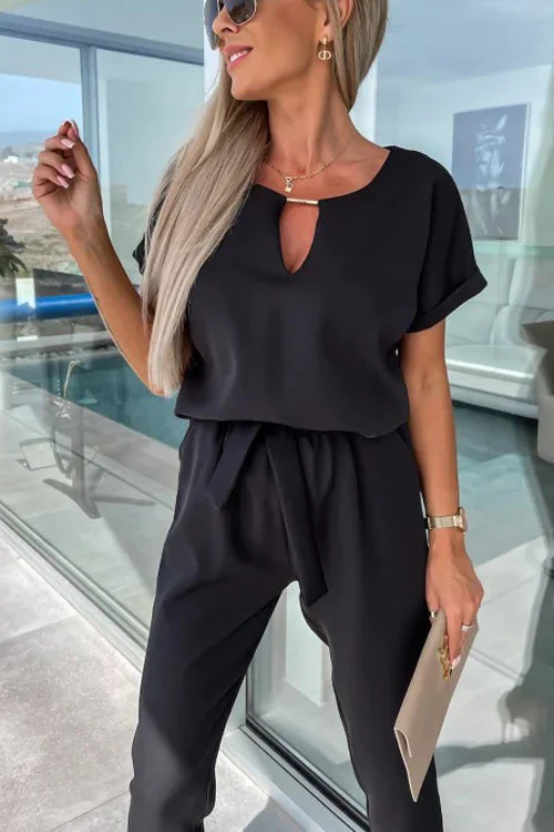 Heidi-Mode | Eleganter Keyhole Jumpsuit mit Gürtel für Damen - Image 3