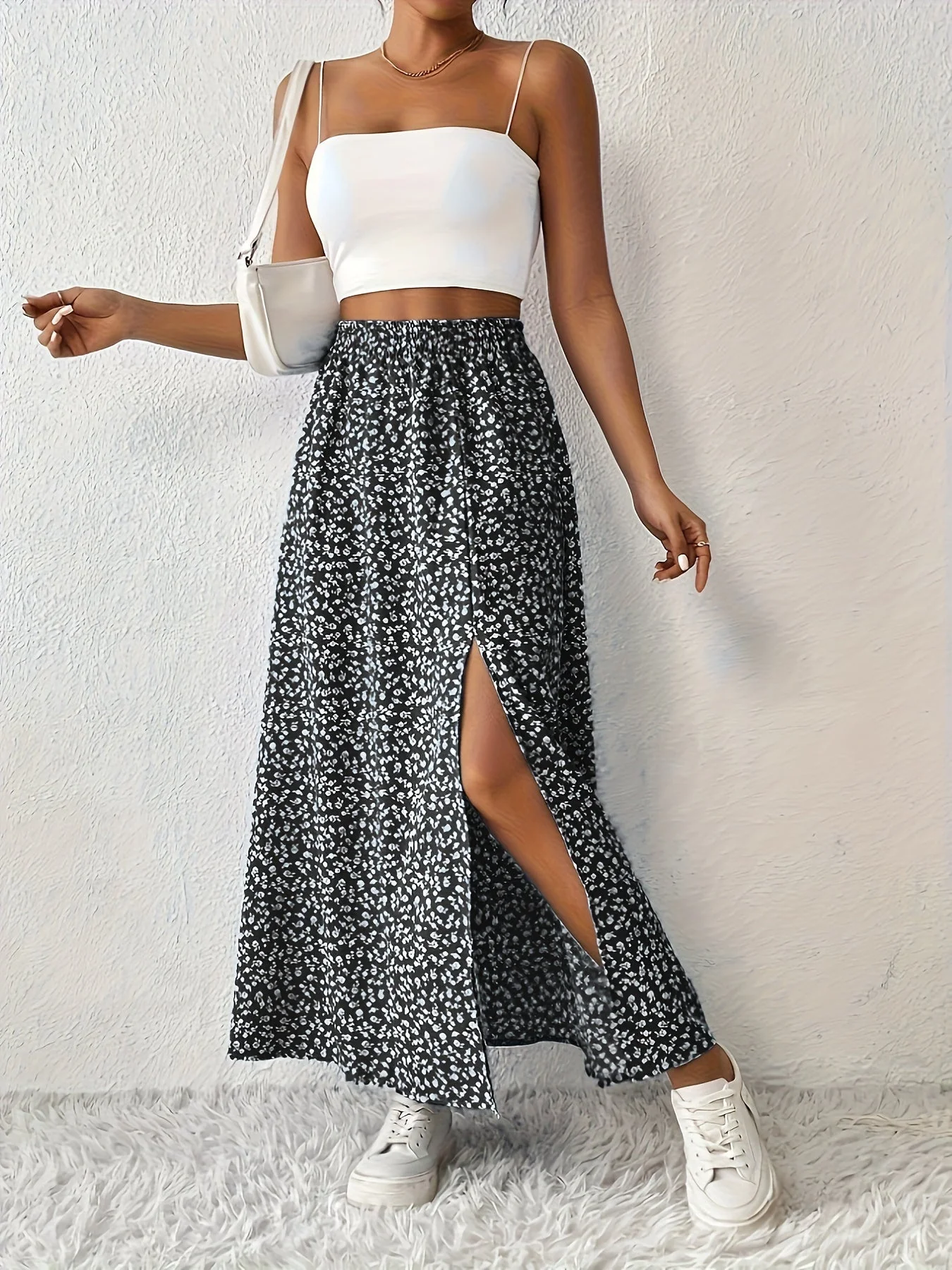 Heidi-Mode | Eleganter Maxi Rock mit Blumenmuster und Schlitz - Image 4