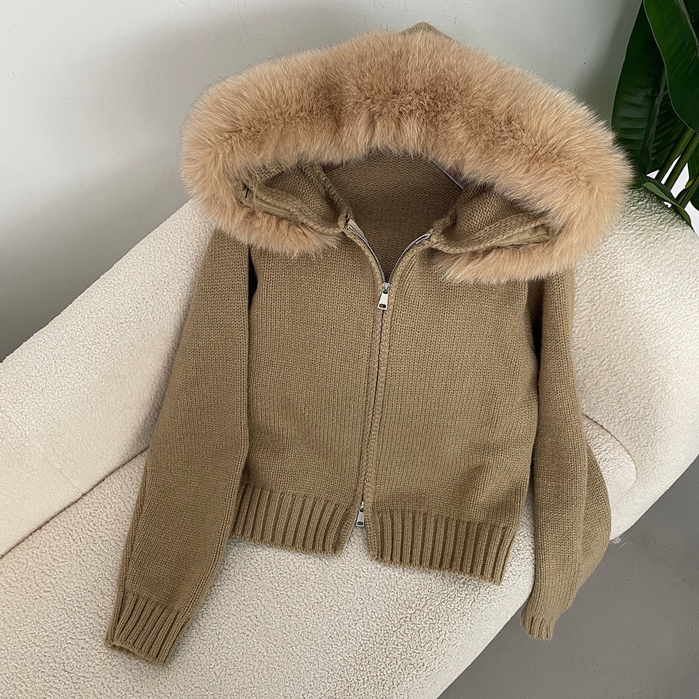 Heidi-Mode | Eleganter Strickjacke mit Fellkragen - Image 5