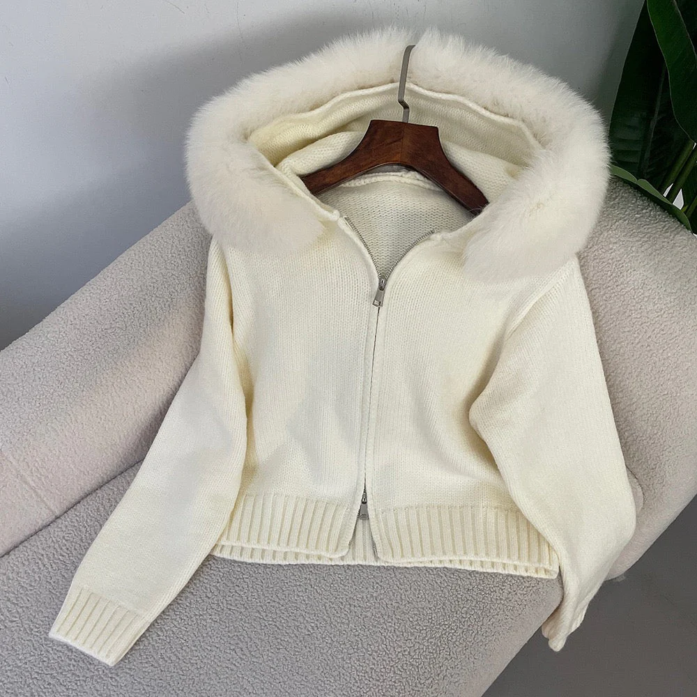 Heidi-Mode | Eleganter Strickjacke mit Fellkragen - Image 6