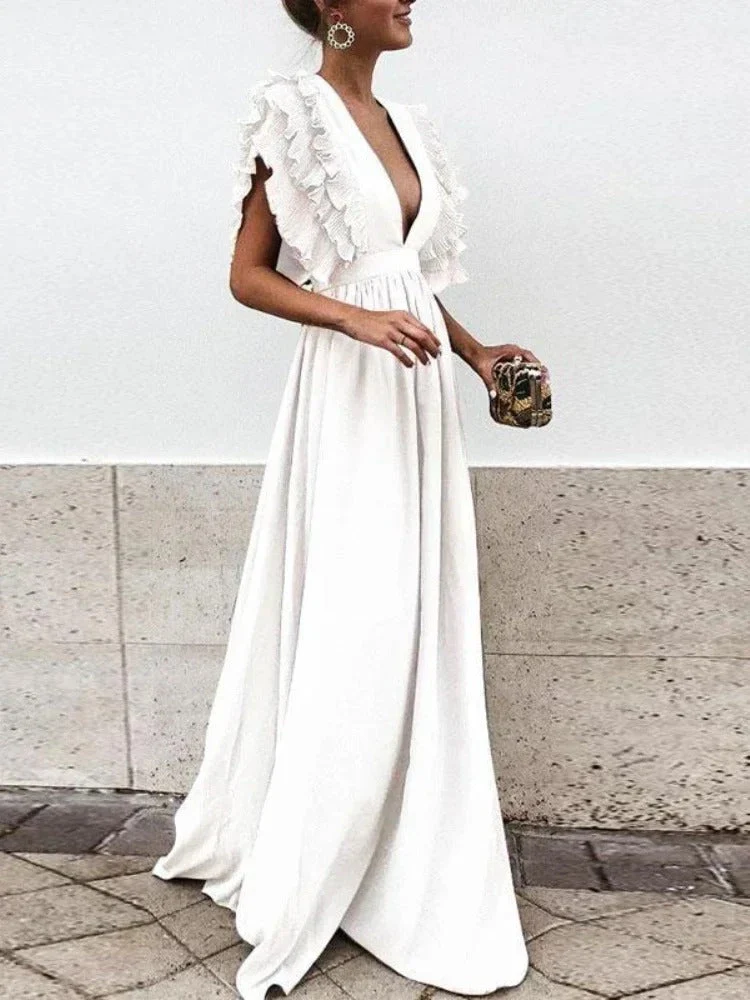Heidi-Mode | Elegantes Kleid mit V-Ausschnitt und Rüschensäumen - Image 4