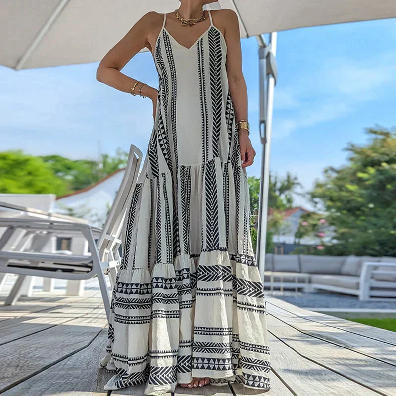 Heidi-Mode | Elegantes Kleid, Ärmellos, mit Rüsche und Lässigem Druck