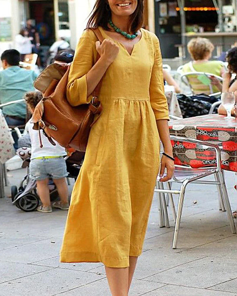 Heidi-Mode | Elegante Leinen Tunika Kleid - Stilvolles Leinen Kleid für Einen Raffinierten Look