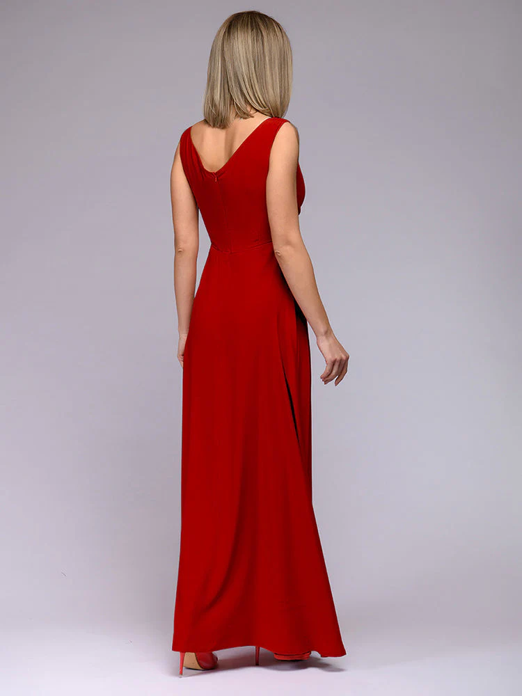 Heidi-Mode | Elegantes Maxi Kleid mit Tiefem V-Ausschnitt und Schlitz - Image 2