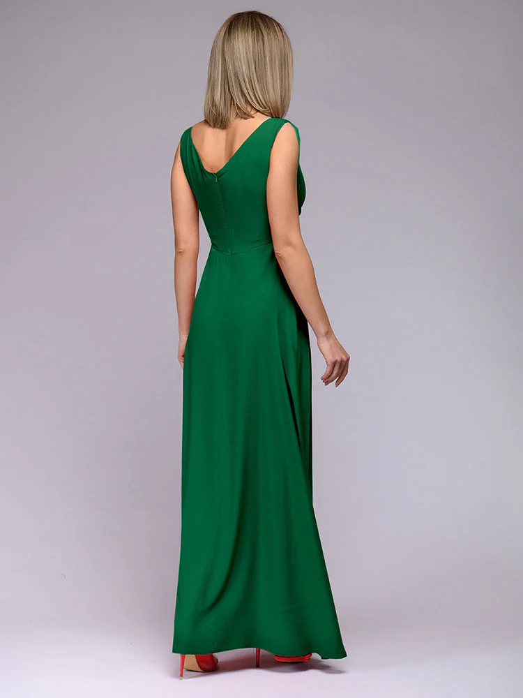 Heidi-Mode | Elegantes Maxi Kleid mit Tiefem V-Ausschnitt und Schlitz - Image 3