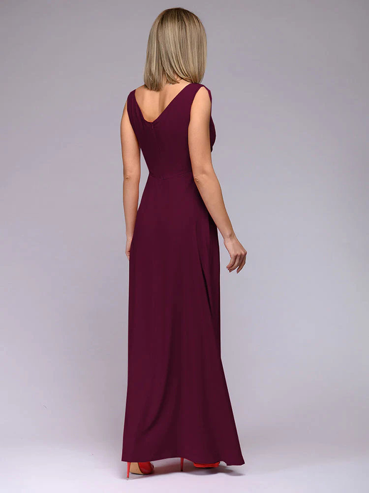 Heidi-Mode | Elegantes Maxi Kleid mit Tiefem V-Ausschnitt und Schlitz - Image 5