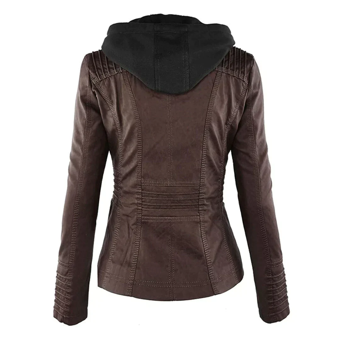 Heidi-Mode | Elegantes Motorradjacke mit Kapuze Aus Hochwertigem Leder - Image 12