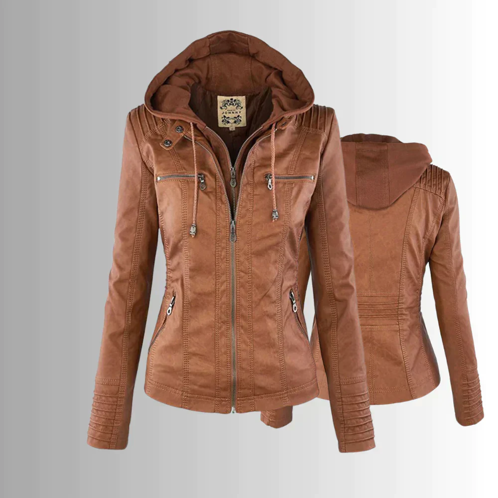 Heidi-Mode | Elegantes Motorradjacke mit Kapuze Aus Hochwertigem Leder - Image 6