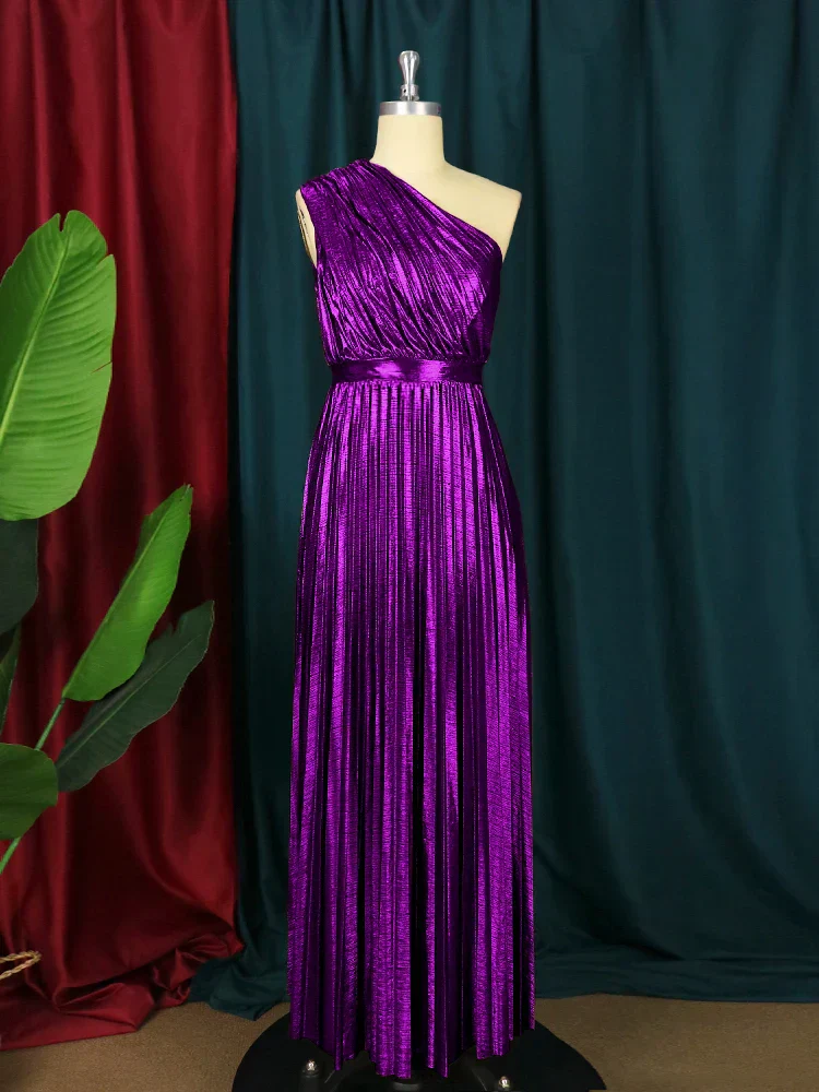 Heidi-Mode | Elegantes One Shoulder Abendkleid In Metallic Optik - Image 2