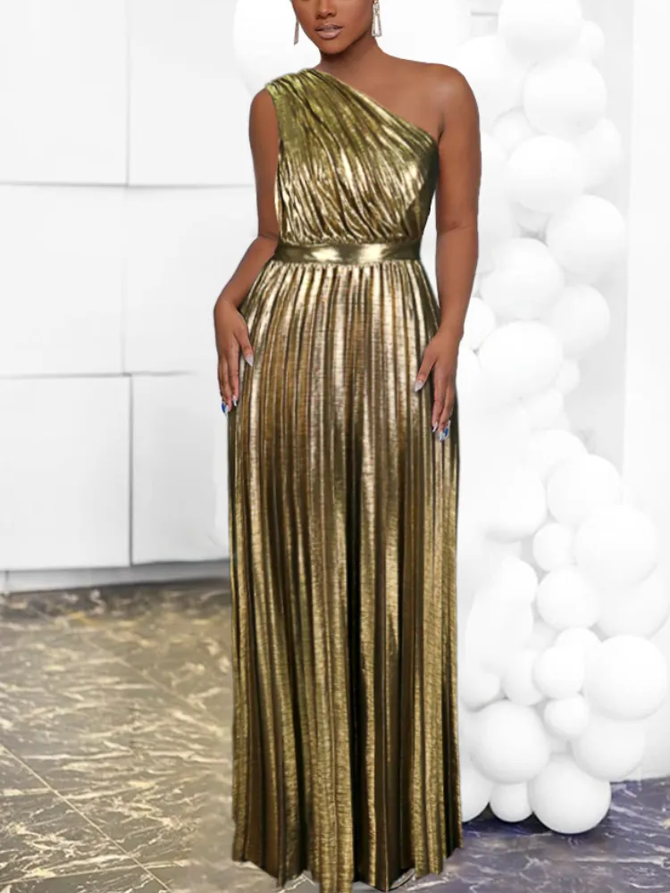 Heidi-Mode | Elegantes One Shoulder Abendkleid In Metallic Optik - Image 6