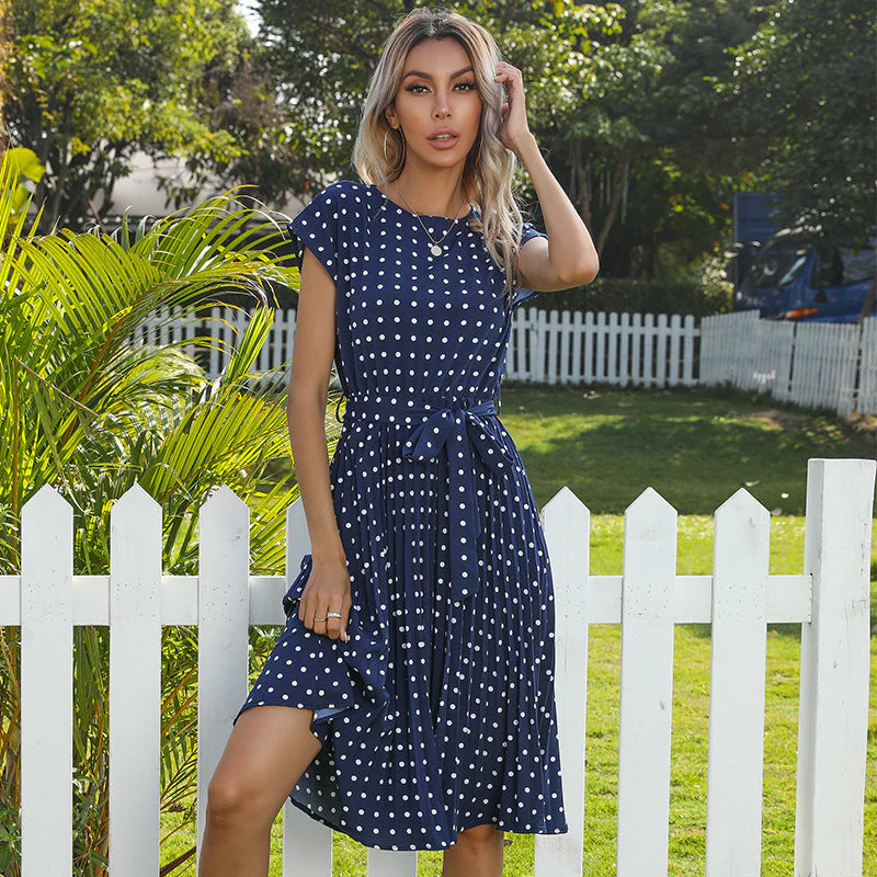 Heidi-Mode | Elegantes Polka Dot Midi Kleid mit Kurzem Ärmel für Damen - Image 2