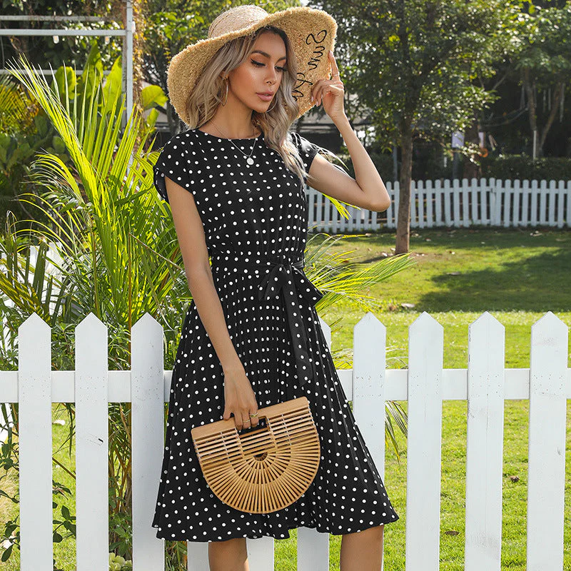 Heidi-Mode | Elegantes Polka Dot Midi Kleid mit Kurzem Ärmel für Damen - Image 3