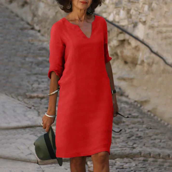 Heidi-Mode | Elegantes Sommerkleid Aus Leinen mit V-Ausschnitt - Image 12
