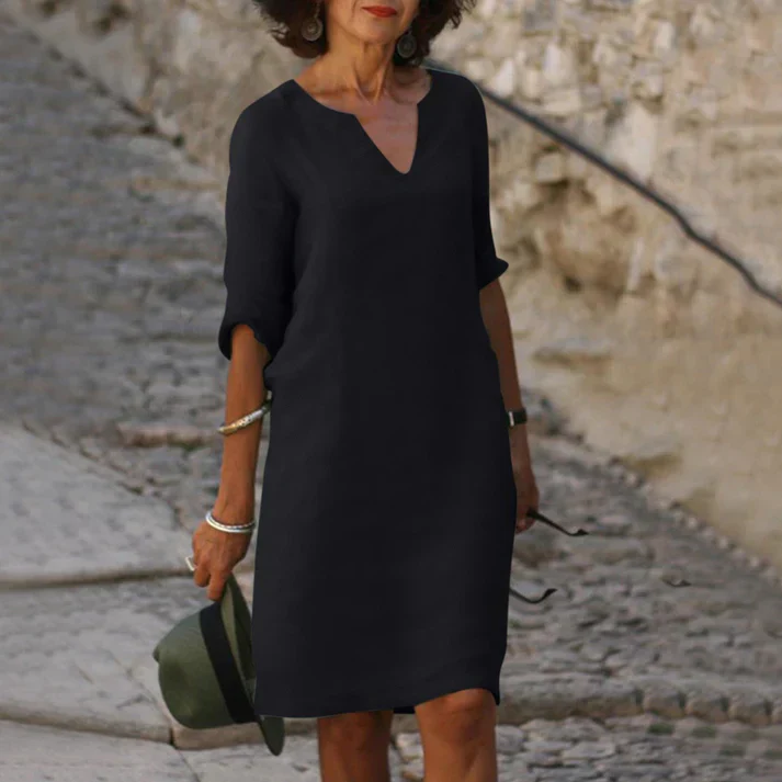 Heidi-Mode | Elegantes Sommerkleid Aus Leinen mit V-Ausschnitt - Image 14