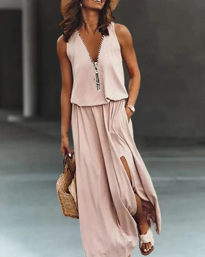 Heidi-Mode | Elegantes und Stilvolles Kleid mit V-Ausschnitt für Frauen - Image 2