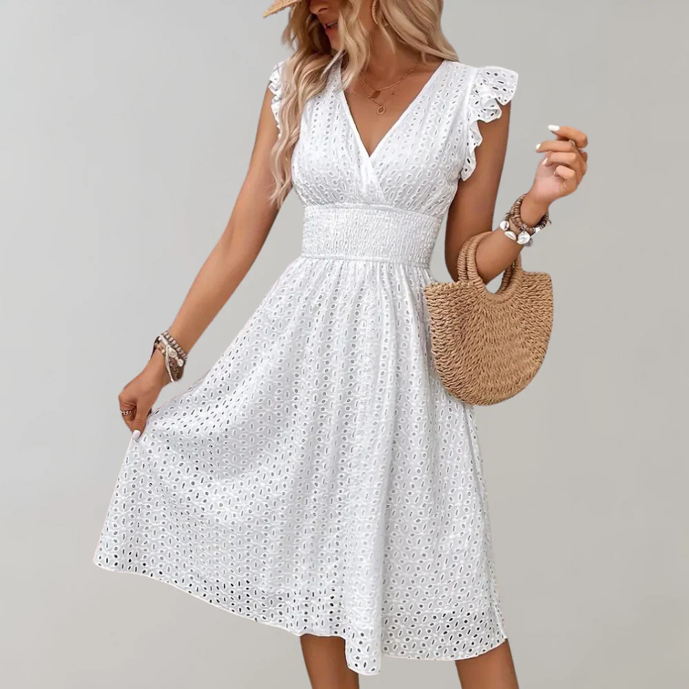 Heidi-Mode | Elegantes, Weißes Sommerkleid mit Rüschenärmeln - Image 5
