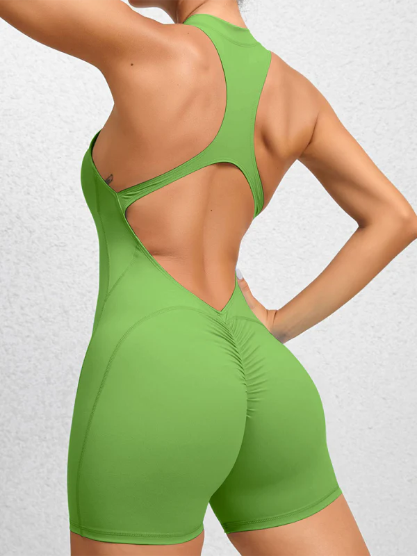 Heidi-Mode | Enganliegende Reißverschluss-Sport-Yoga-Hosen Pfirsich Hüften Einteiler Schnelltrocknend Plissierter Fitness-Jumpsuit - Image 14