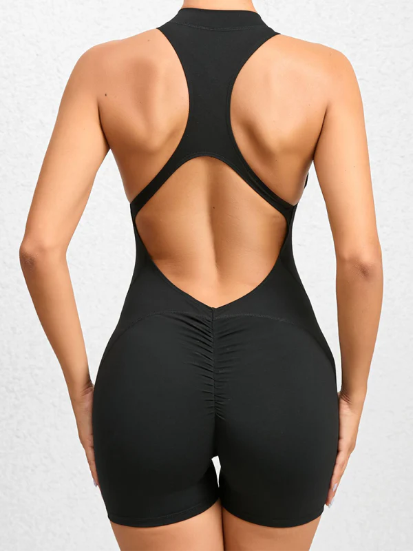 Heidi-Mode | Enganliegende Reißverschluss-Sport-Yoga-Hosen Pfirsich Hüften Einteiler Schnelltrocknend Plissierter Fitness-Jumpsuit - Image 25