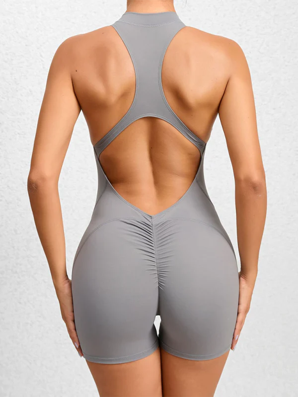 Heidi-Mode | Enganliegende Reißverschluss-Sport-Yoga-Hosen Pfirsich Hüften Einteiler Schnelltrocknend Plissierter Fitness-Jumpsuit - Image 28