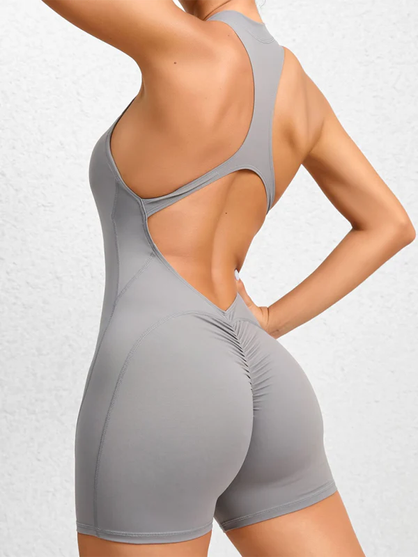 Heidi-Mode | Enganliegende Reißverschluss-Sport-Yoga-Hosen Pfirsich Hüften Einteiler Schnelltrocknend Plissierter Fitness-Jumpsuit - Image 29