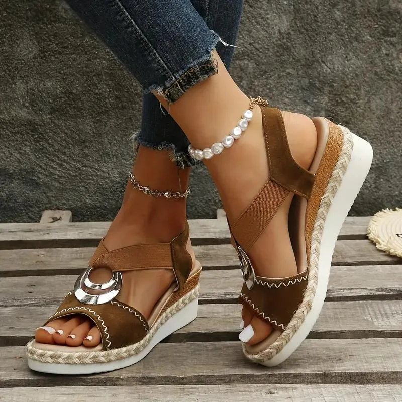 Heidi-Mode | Espadrillesandalen, Plattform, Elastisches Band, Keilabsätze, Sommerschuhe - Image 4