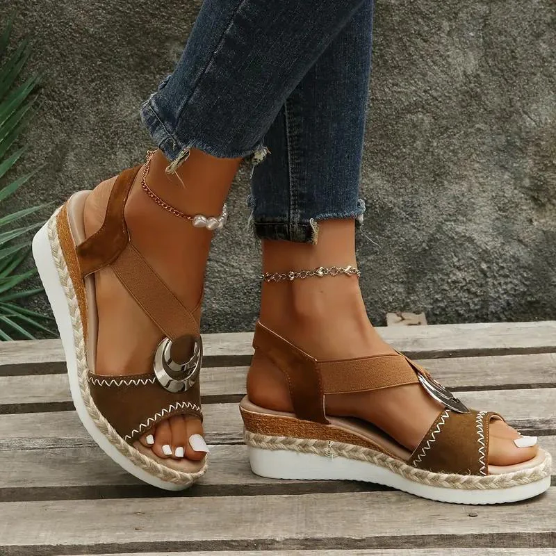 Heidi-Mode | Espadrillesandalen, Plattform, Elastisches Band, Keilabsätze, Sommerschuhe - Image 7