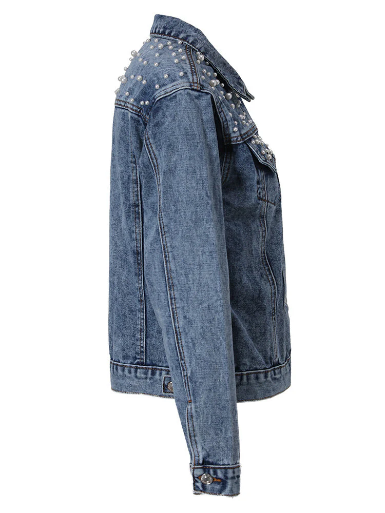 Heidi-Mode | Exklusive Lina Jeansjacke Denim-Liebling mit Stilvoller Perlenverzierung - Image 4