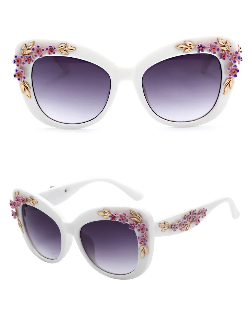 Heidi-Mode | Exquisite Damen Sonnenbrille mit Blumenmuster - Image 3
