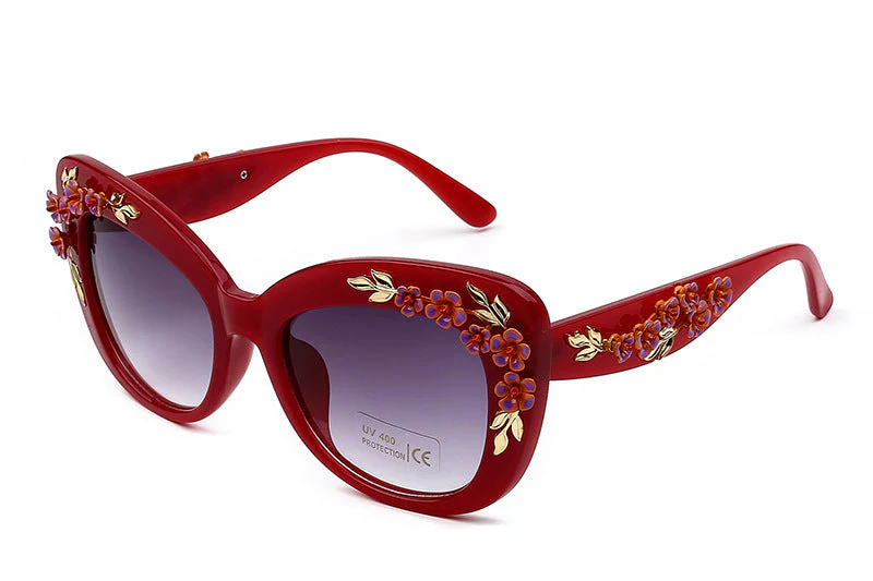 Heidi-Mode | Exquisite Damen Sonnenbrille mit Blumenmuster - Image 4