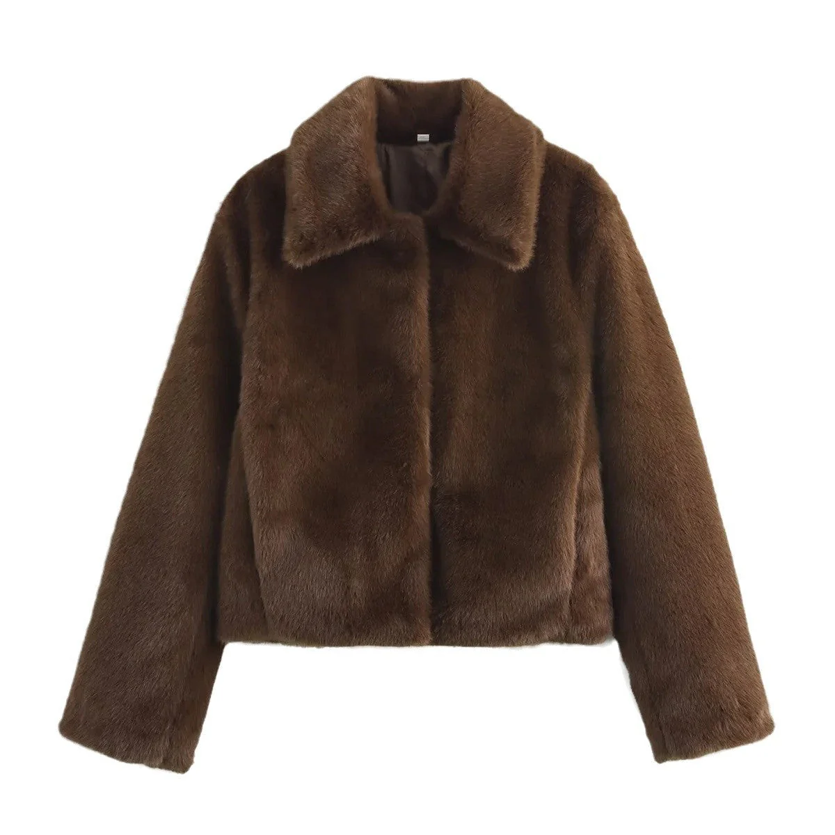 Heidi-Mode | Fake Fur,Mäntel mit Kragen, Braun Pelzlook - Image 4