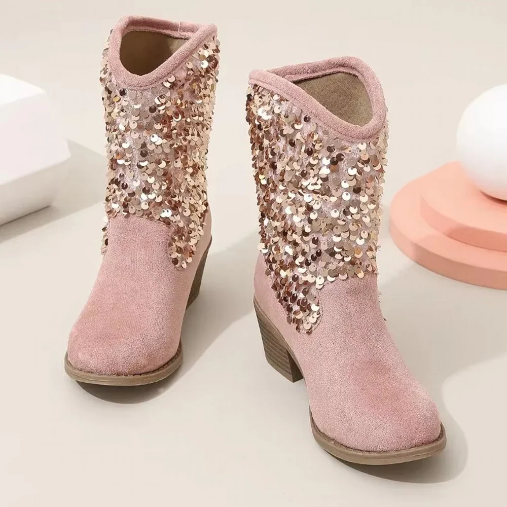 Heidi-Mode | Mode Kinder Mädchen Chelsea Schuhe Glitzer Dicke Absätze