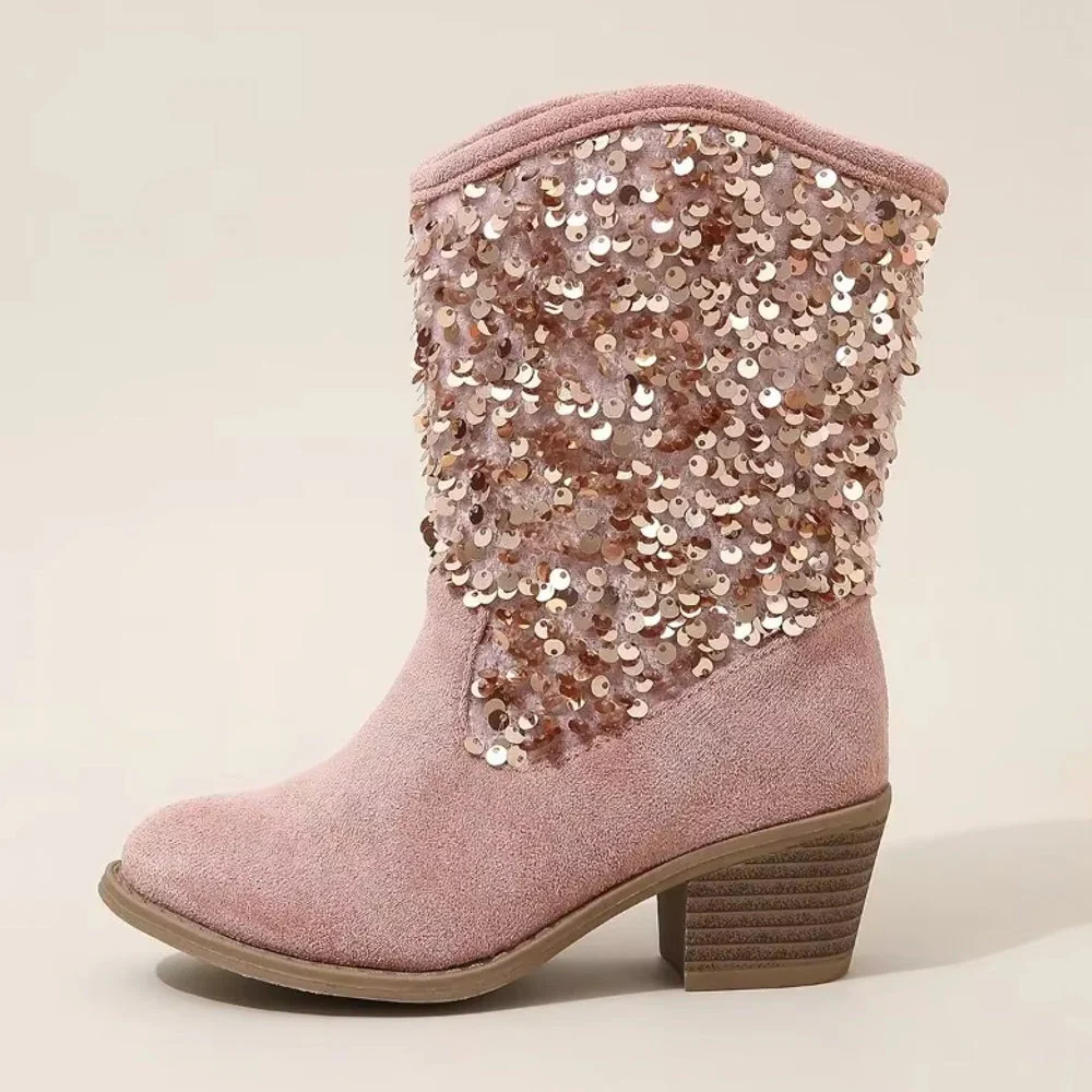 Heidi-Mode | Mode Kinder Mädchen Chelsea Schuhe Glitzer Dicke Absätze - Image 2
