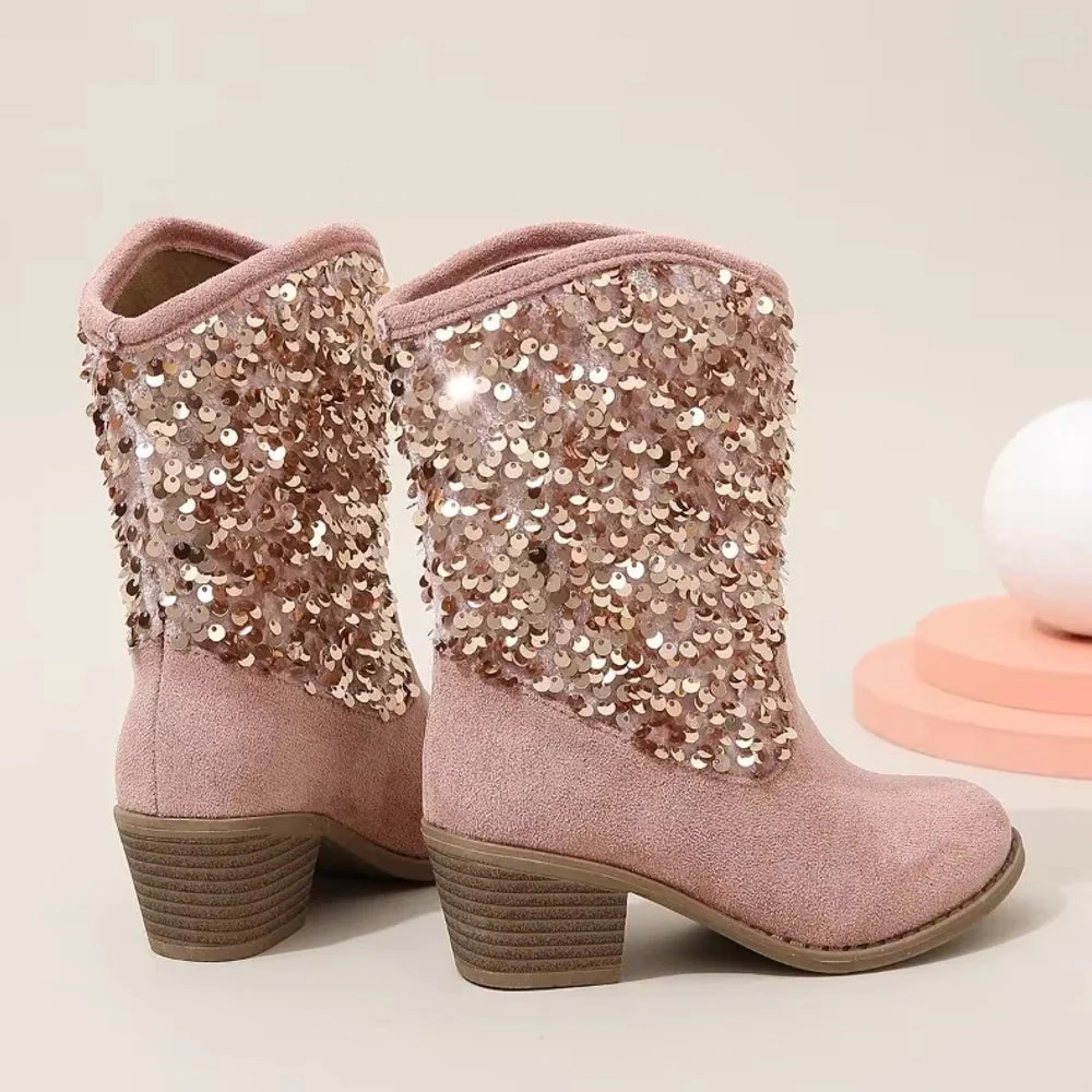 Heidi-Mode | Mode Kinder Mädchen Chelsea Schuhe Glitzer Dicke Absätze - Image 3