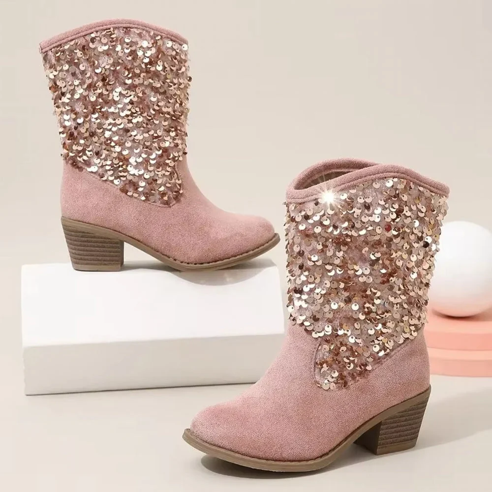 Heidi-Mode | Mode Kinder Mädchen Chelsea Schuhe Glitzer Dicke Absätze - Image 5