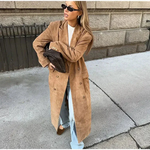 Heidi-Mode | Faux Suede Trenchcoat - Image 9