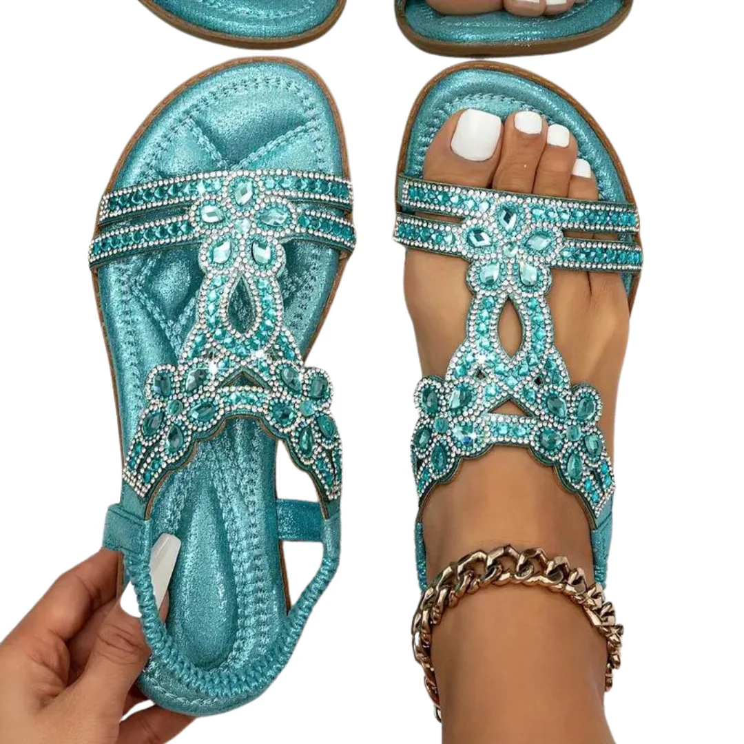 Heidi-Mode | Flache Sandalen - Schick - Elastischer Knöchelriemen - Image 13