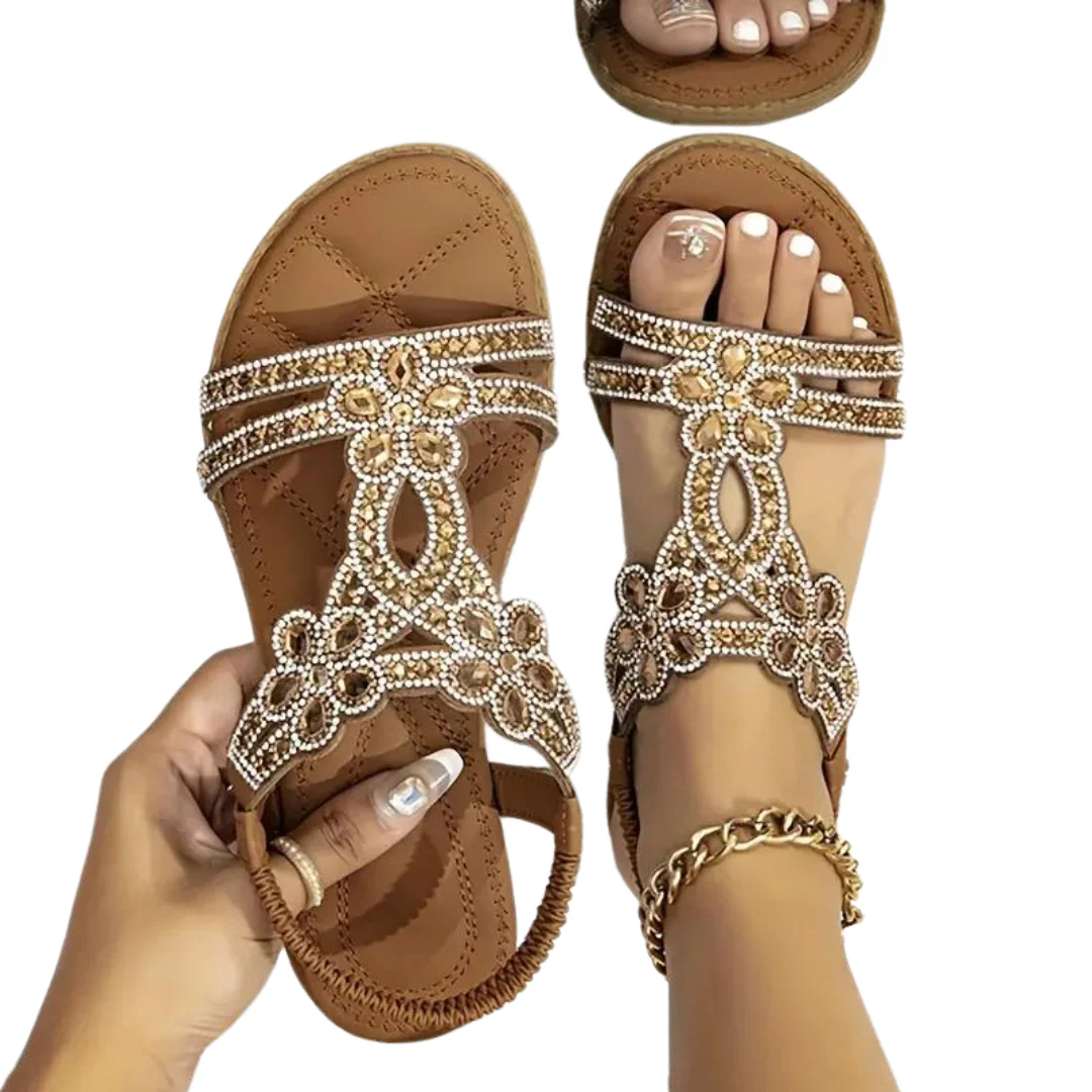 Heidi-Mode | Flache Sandalen - Schick - Elastischer Knöchelriemen - Image 8