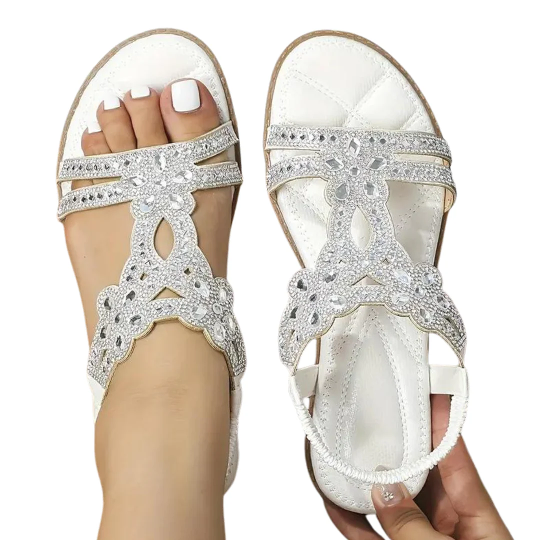 Heidi-Mode | Flache Sandalen - Schick - Elastischer Knöchelriemen - Image 9