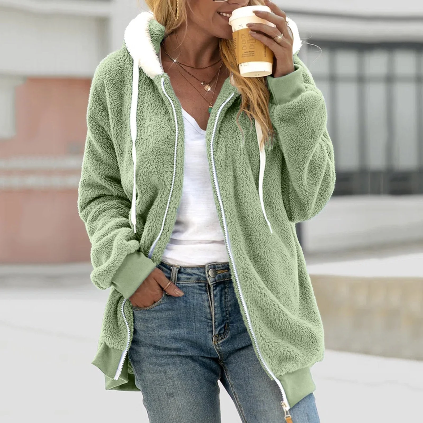 Heidi-Mode | Fleece Cardigan Kuscheliger Kapuzenjacke für Frauen - Image 2