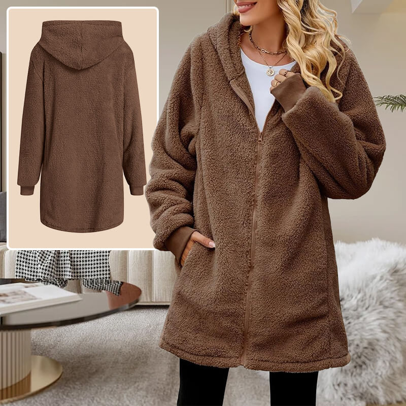 Heidi-Mode | Weiche Fleece Winterjacke Damen mit Kapuze - Image 5