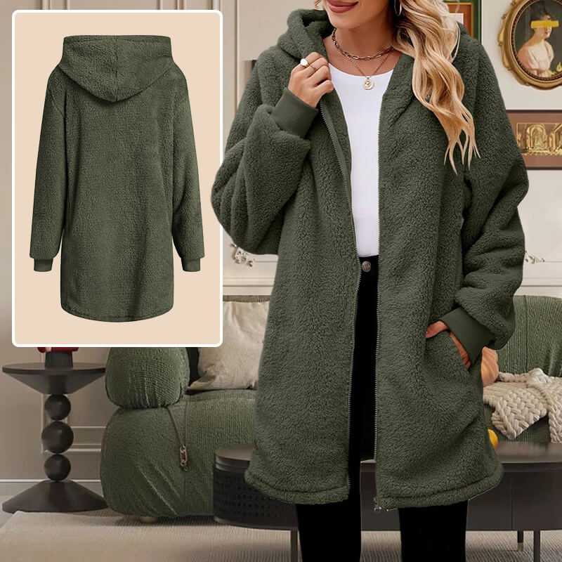 Heidi-Mode | Weiche Fleece Winterjacke Damen mit Kapuze - Image 6